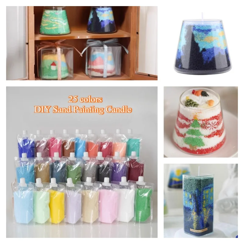 

5-color Sand Painting Candle Set/DIY Design Creative Aroma-scented Candles Scenery Painting Cup Candles Raw Material Sand Wax