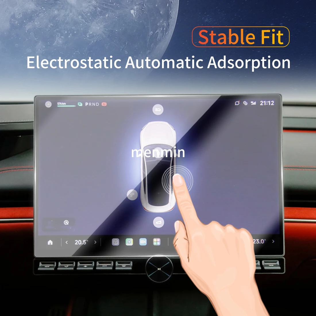 ملصقات السيارات داش Carplay مرآة واقي للشاشة عرض الزجاج المقسى طبقة رقيقة واقية اكسسوارات السيارات ل 24 XIOAMI SU7