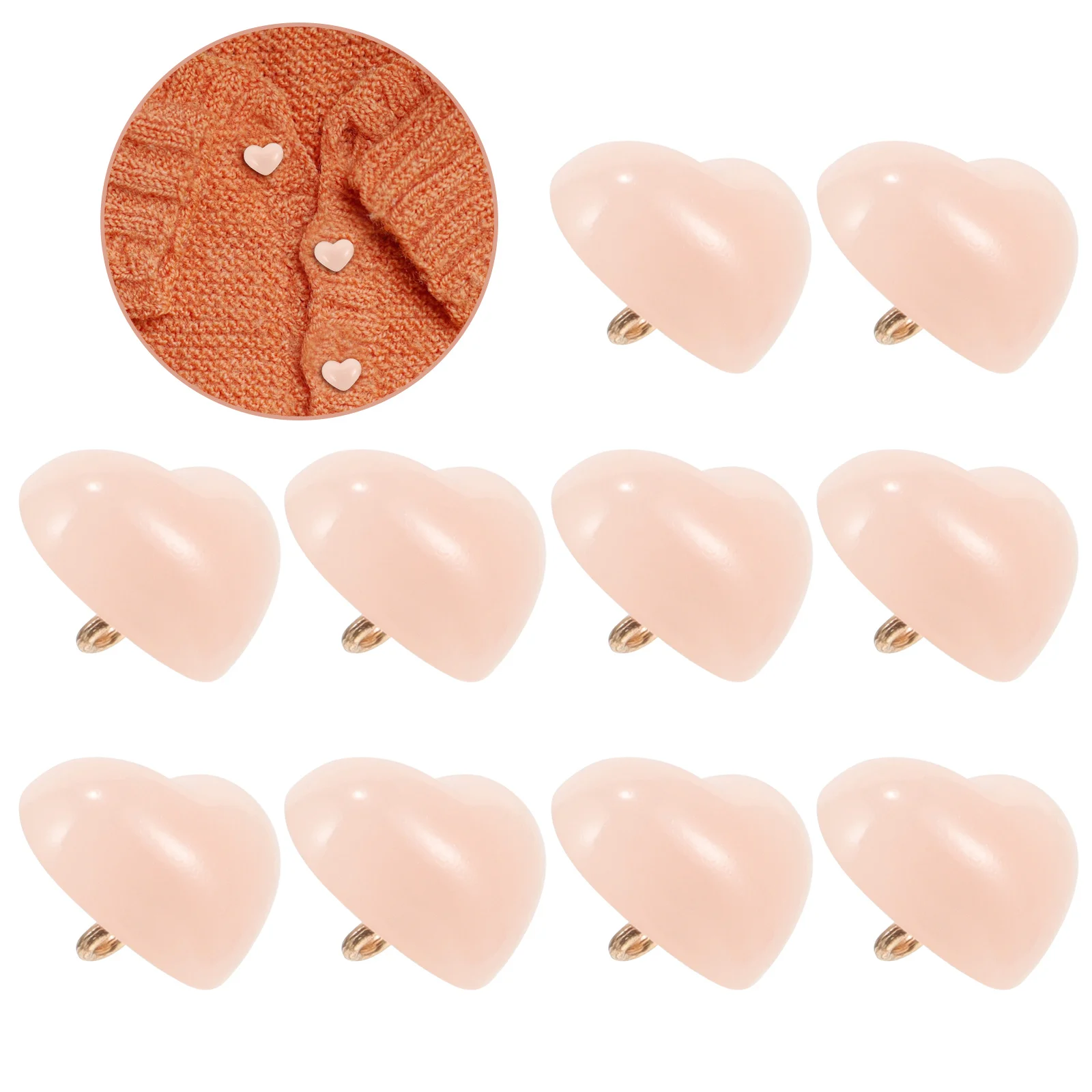 

10Pcs Heart Shaped Buttons Decorative DIY Sewing Buttons for Clothing Crafts Jackets Coats Replacement Dress Button Supplies