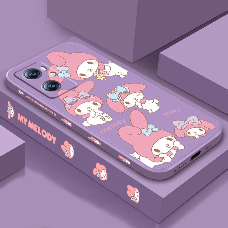 

Melody Sanrio Cartoon Cute Liquid Left Rope For OPPO Find X6 X5 X3 A98 A96 A94 A93 A77 A76 A74 A72 A57 A53 A16 5G Soft