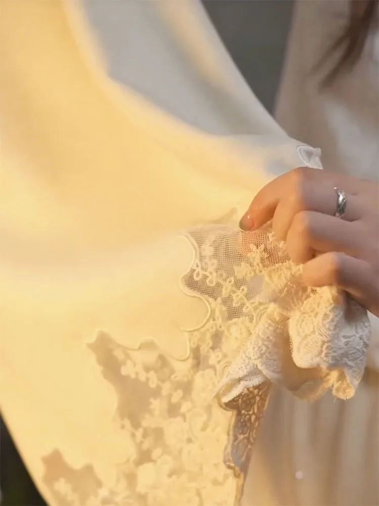 Zimowa spódnica Thiened Fce o kroju litery A, z elastyczną talią, koronkowymi wstawkami, efektowna spódnica o długości do kolan, chiński styl.