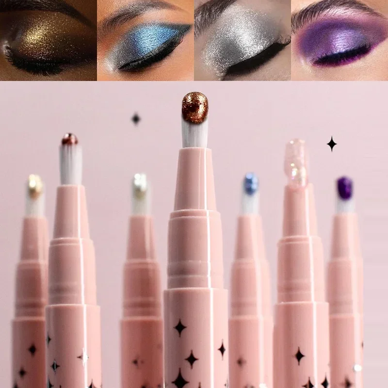 Brush Liquid Eyeshadow Sparkle Makeup Lying Silkworm Pen Pearlescent Polarizing Highlighter Rotating Glitter Eyes Shadow Stick