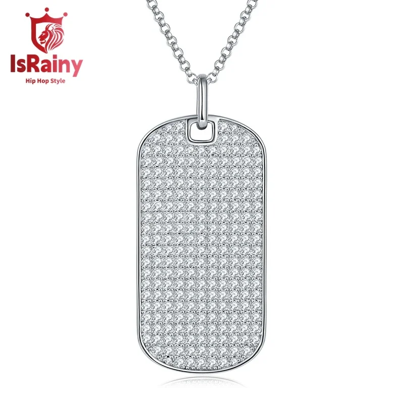 

IsRainy Hip Hop Rock 100% 925 Sterling Silver Sparkling GRA Moissanite Diamond Pendant Necklaces Fine Jewelry for Women Men Gift