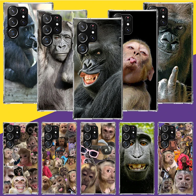 Coque de téléphone Monkey Memes, étui Fundas pour Samsung Galaxy S25 S24 S23 S22 S21 S20 Ultra S24 FE S10 Plus S25Edge