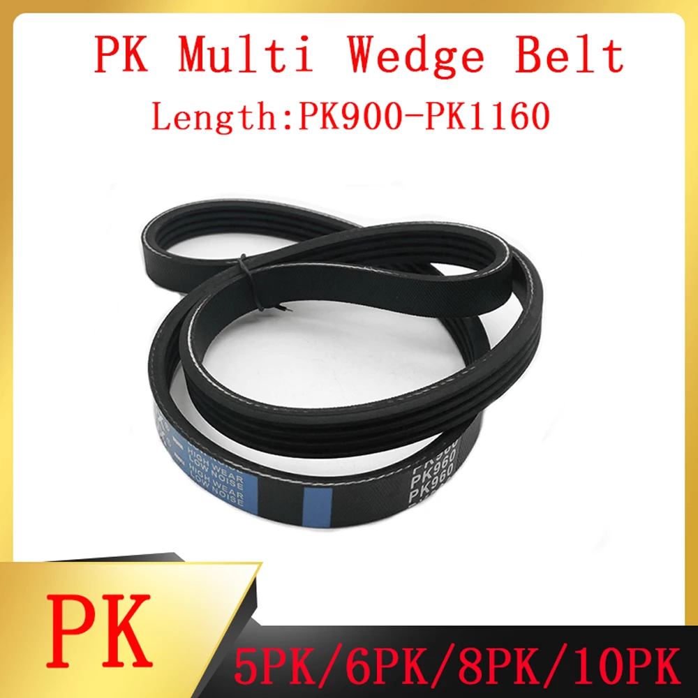 

1PCS PK Ribbed Rubber Multi Wedge Belt Groove 5PK 6PK 8PK 10PK Length=PK900~PK1160 Suitable for Industrial Transmission Belts