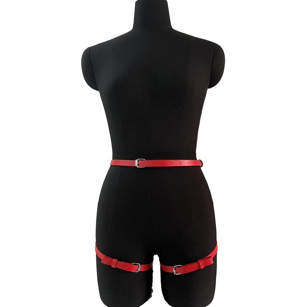 جلدية مثير الملابس الداخلية الوثن الساق تسخير الفخذ الرباط حزام القوطية القوس الملابس الداخلية الغريبة الجنس زي المرأة المثيرة فستان بيبي دول #4