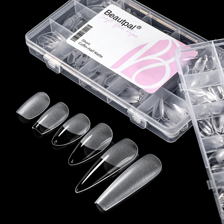 뷰트팔 롱 스틸레토 젤 팁 510개 아몬드 프리쉐이프 네일 팁 풀커버 아크릴 인조 손톱