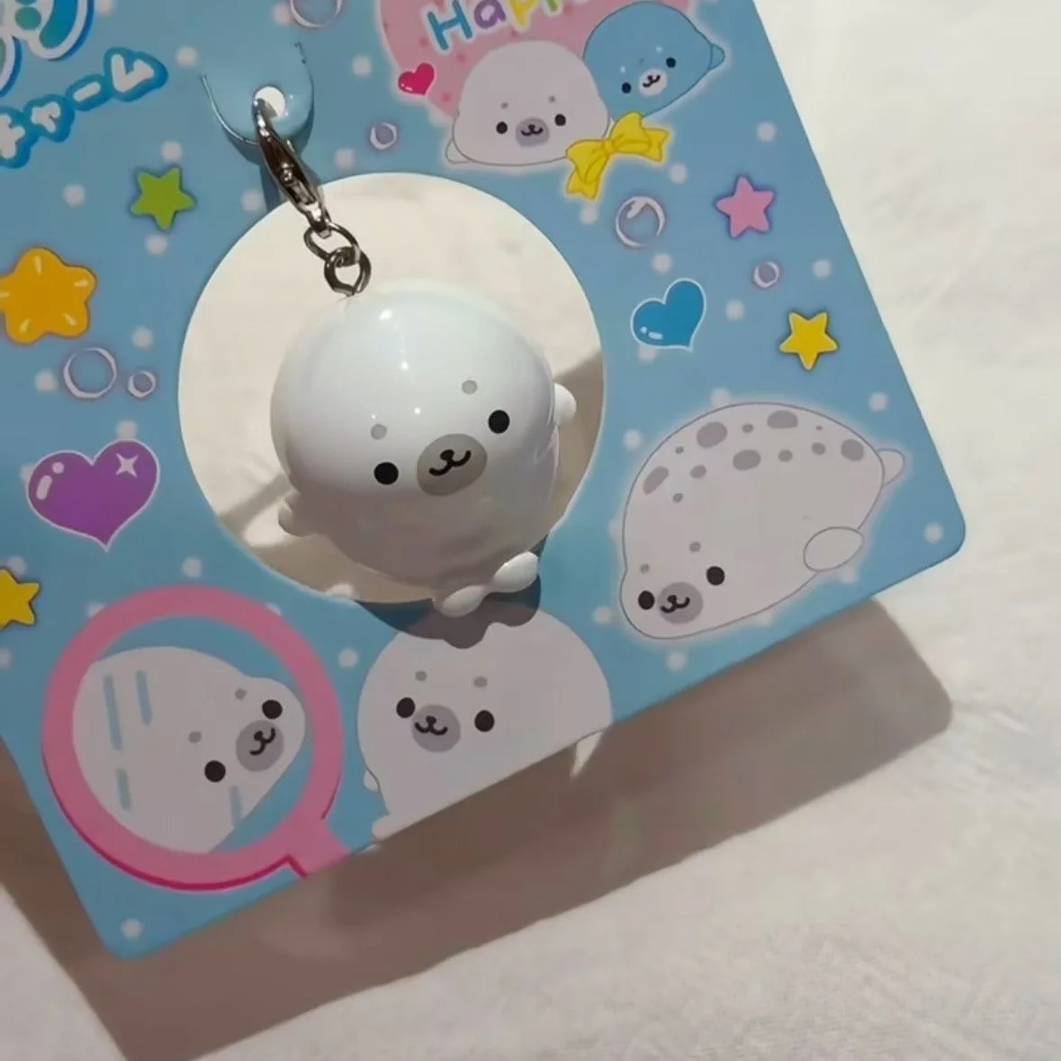 INS Cute 3D Seal Keychain Solid White Transparent Blue Ocean Animal Mini Bag Charm Pendant for Women Girls Key Chains Jewelry