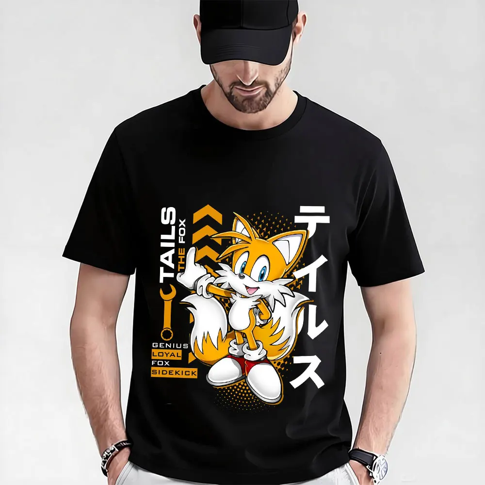 Tails The Fox 0319 Shadow the Hedgehog Gift t shirt for Anime lover Cartoon Sonic Graphic Tee Y2K clothes All size Tops S-6XL