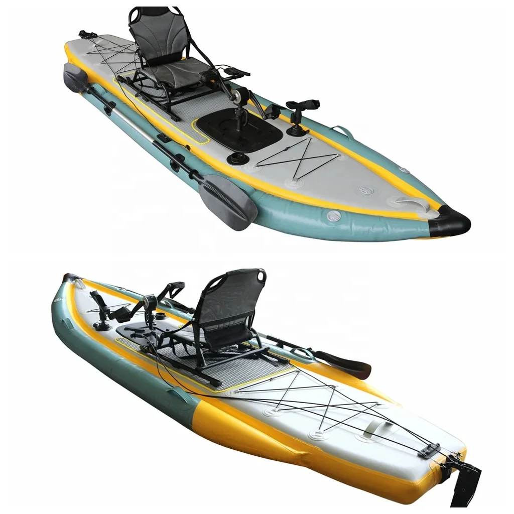 One Person Inflatable Two Pedal System Fins Pedal Drive or Propeller Pedal Sea Kayak Sport Fishing  Hot Selling 12 Foot