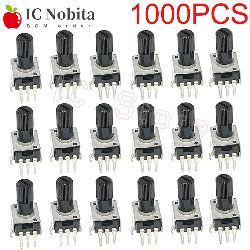 1000PCS Adjustable Resistance Potentiometer RV09 1K 2K 5K 10K 20K 50K 100K 102 202 502 103 203 503 Vertical 12.5mm Handle Length