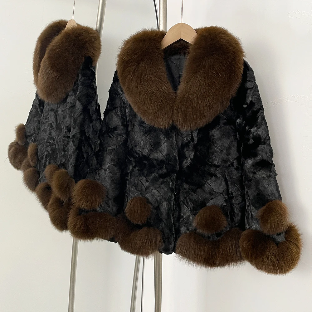 

Reality Fox Fur Jacket Woman Natural Mink Fur Coat New Real Fur Winter Thick Warm Luxury Outerwear Short Puffer Jacket Female