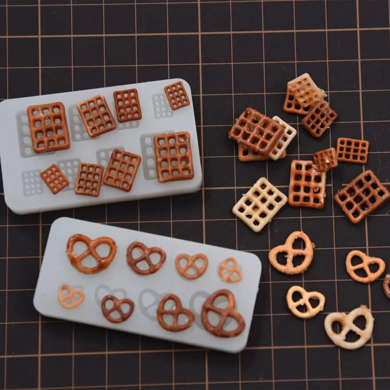 Miniature Food Play Silicone Molds Handmade DIY Ultra-light Clay To Make Grids/bows Alkali Water Knot Cookie Auxiliary Molds