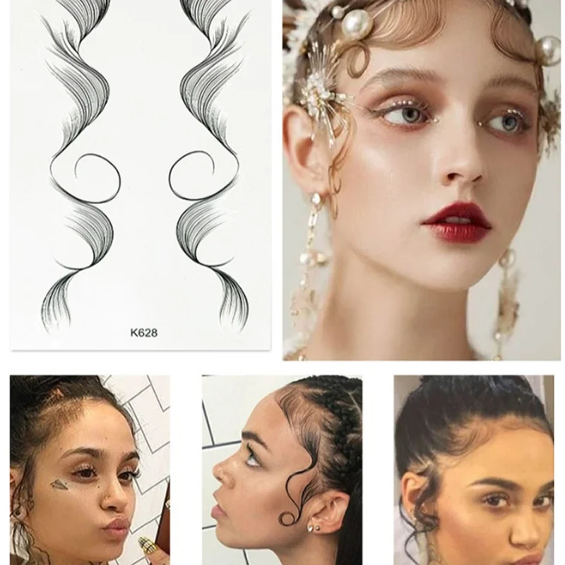 

Fringe Sideburns Wig Stickers Temporary Tattoos Stage Makeup Bangs Hair Complement Decals Bangs Wigs Decorations Fake Tattoos