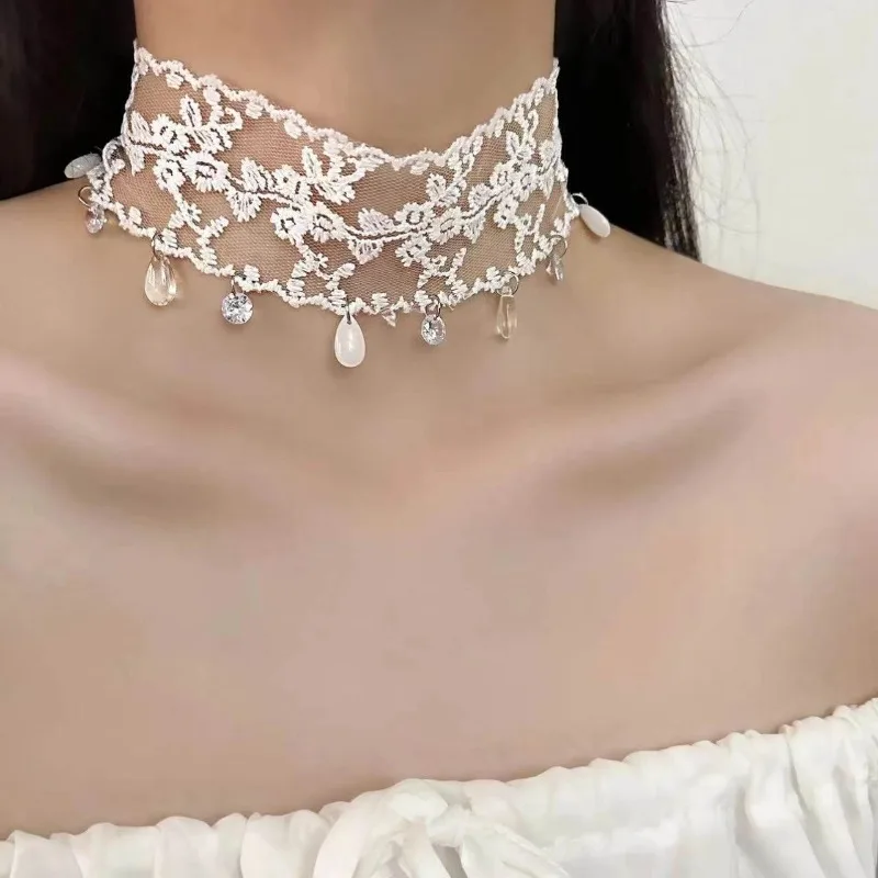 2025 moda delicada renda gargantilha colar para meninas sutil sedutor aura clavícula corrente curada quente menina elegante gargantilha