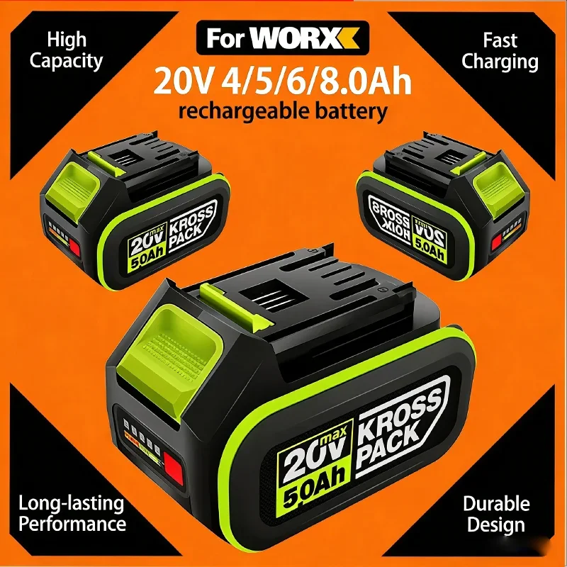 

Replacement 20V 8.0Ah Lithium Battery for WORX WA3551 WA3551.1 WA3553 WA3641 WX373 Rechargeable Cordless Power Tool Battery