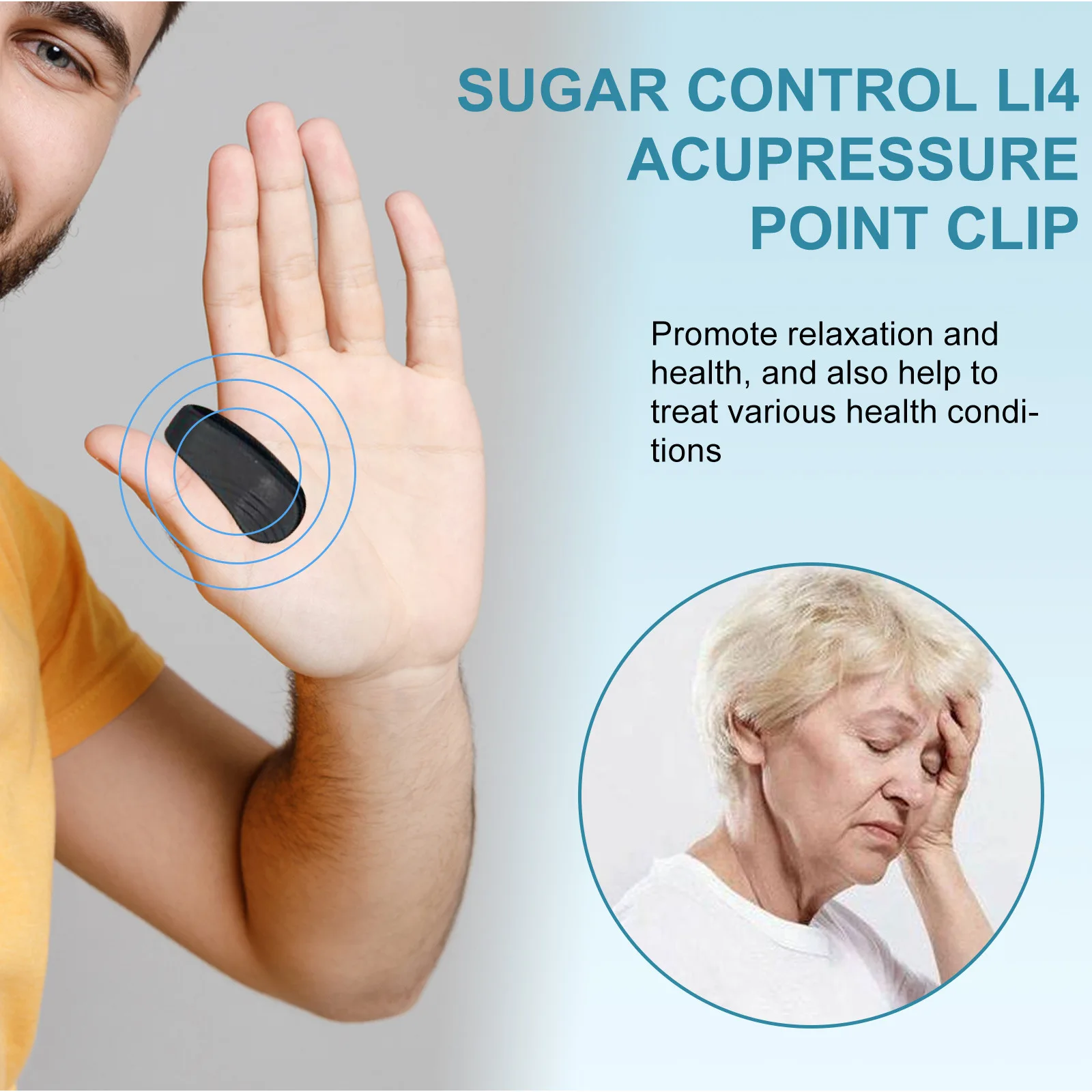 Sugar Control Acupressure Point Clip for Diabetic Treatment Blood Glucose Relief Balance Relaxation Tension Anxiety Health Care