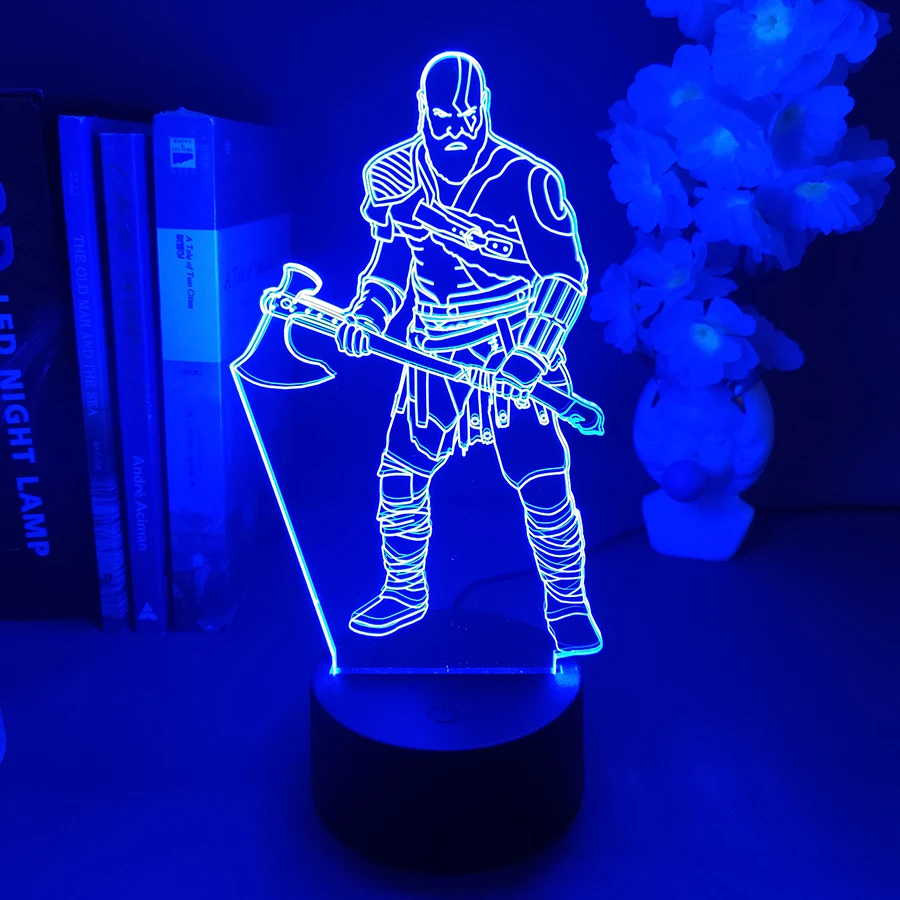 Game God Of War 4 Kratos 3D LED Neon Night Light Bedroom Bedside Decoration Birthday Gift for Friend God Of War 4 Fans Lava Lamp