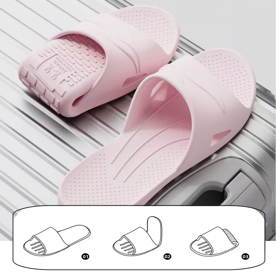 EVA Soft Foldable Slippers for Women Portable Travel Indoor Bathroom Massage Sandals Unisex Quick Dry Non Slip Flat Home Slides