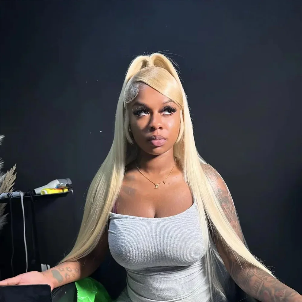 

200% Density Bone Straight 46 Inch 613 HD Lace Frontal Wig 13x6 Blonde Lace Front Wigs Brazilian Human Hair Wig For Black Women