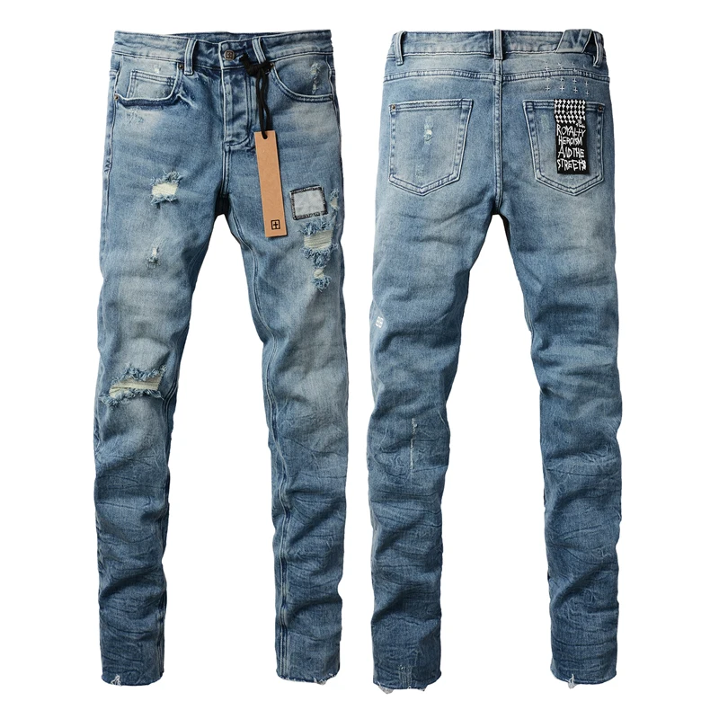 Men's Streetwear Stretch Slim KSUBI Cross Jeans Vintage Do Old Patch Denim Trousers Fall Winter New Straight Leg Pants