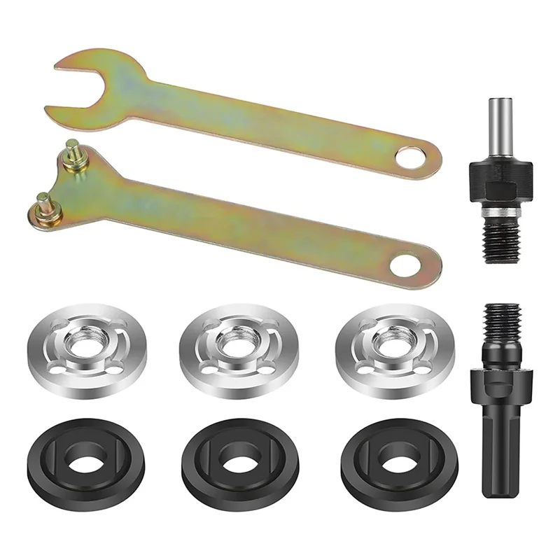 

ABUF Drill Angle Grinder Adapter, 6Mm/10Mm Arbor Mandrel Adaptor with Flange Nut Parts Set and 2 Spanner Wrench