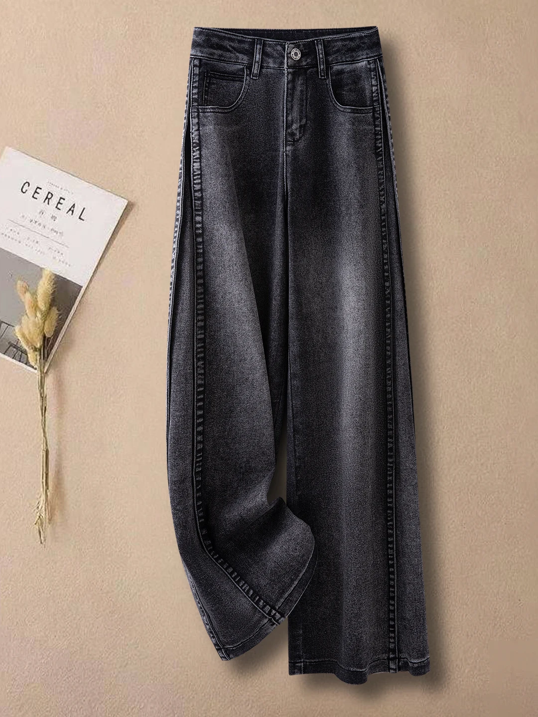 High Waist Wide Leg Jeans Women's Autumn New Style American Washed Draped Straight Leg Pants Comfortable Breathable Casual