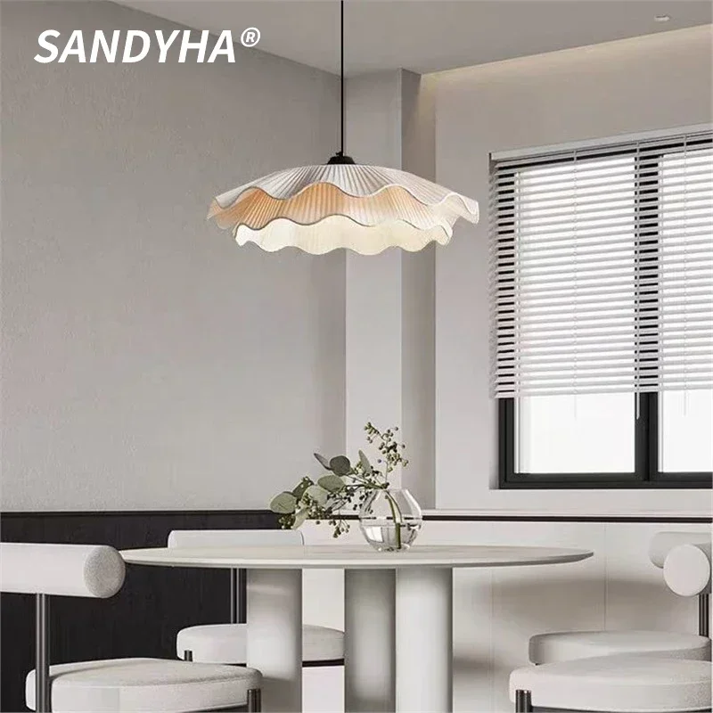 

SANDYHA Italian Pendant Light Pleated Fabric Chandeliers for Living Room Dining Table Lighting Led Lamp Bedroom Decoration Home