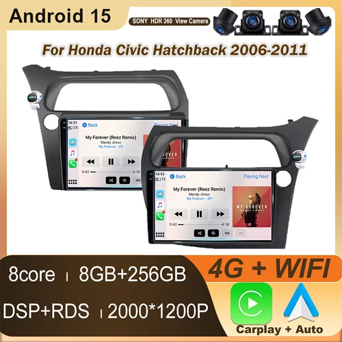 Imagen 2 del producto Android para Honda Civic Hatchback 2006-2011 Radio de coche Carplay Android Auto Player Multimedia 4G WIFI navegación GPS 2Din estéreo