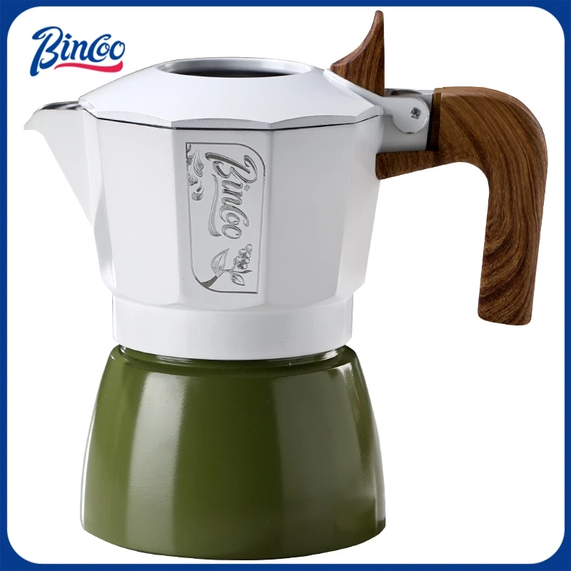 Bincoo Professional Dual Valve Stovetop Coffee Pot Manual Espresso Machine for Home Use Small Size Perfect Making Coffee Easily