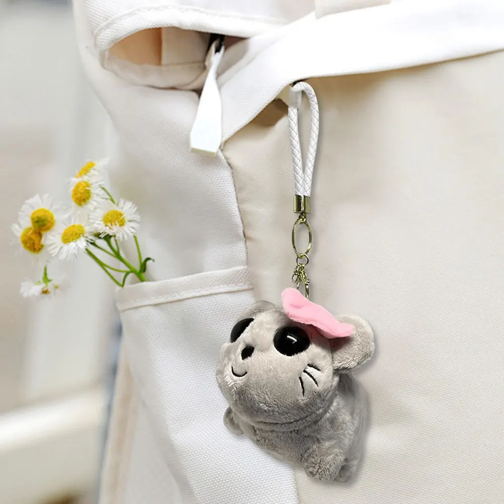 Cartoon Soft Animal Keychain Sad Hamster Key Chain Cute Hamster Keyring Animal Doll Backpack Keychain for Kids Birthday Gift