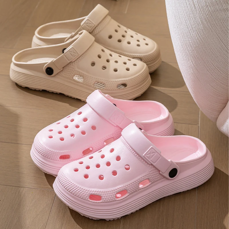 

Женские летние пляжные розовые сабо 2026: комфортные шлепанцы из ЭВА с мягкой подошвой, легкие нескользящие сандалии для женщин, обувь для сада