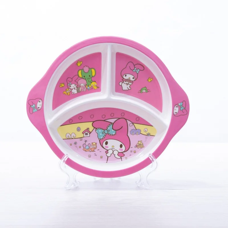 Sanrio Hello Kitty обеденная тарелка с отделением Kuromi, детская посуда, тарелка для завтрака в стиле аниме, креативная тарелка в стиле вестерн с сердечком