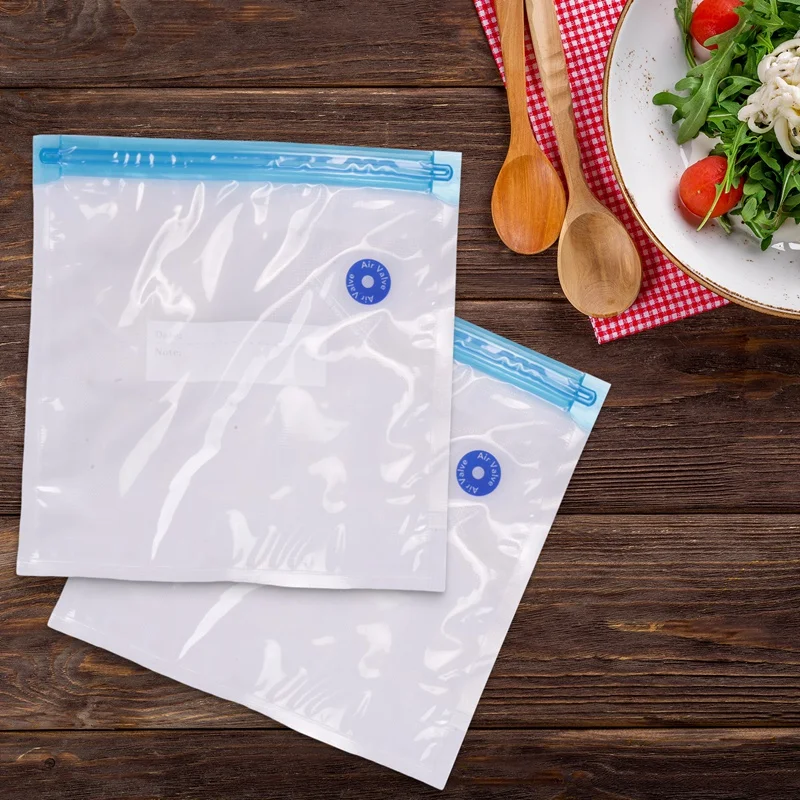 Sous Vide Bags confezione da 15 contenitori per alimenti sottovuoto elettrici riutilizzabili salva fornello sigillante con 1 pompa a mano, sacchetto sigillato di 2 dimensioni, 4 Clip