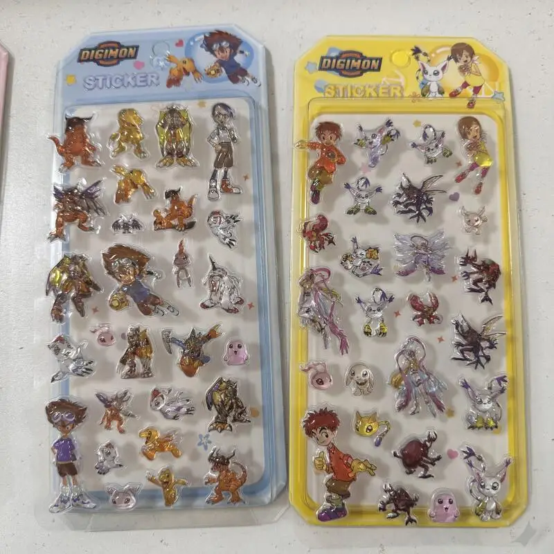 

Digimon Cartoon Four Sets of Stickers In Stock Anime Peripheral Relief Stickers Diy Phone Case Computer Birthday Gift for Girls