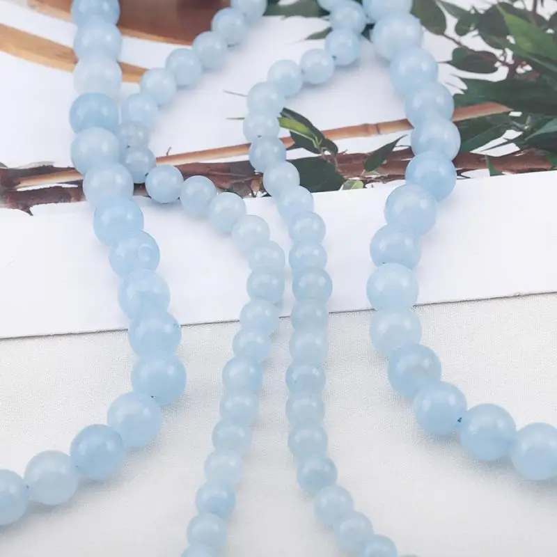Aquamarin Runde Blaue Edelsteinperlen in Verschiedenen Größen zur Auswahl für DIY-Halsketten, Armbänder, Schlüsselanhänger, Schmuckherstellung und Bastelarbeiten – Detail 4