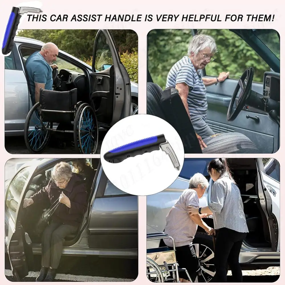 2 In 1 Car Door Assist Handle Vehicle Support Handle Safety Armrest Escape Hammer Non-Slip Safety Hammer for Elderly Handicapped