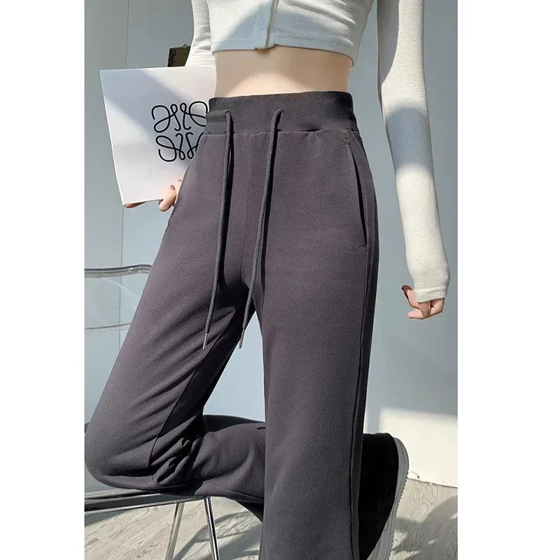 Heißer Verkauf Klassische Mädchen Dünne Slim Fit Jogginghose Dame Hohe Taille Gerade Bein Casual Hosen Frauen Koreanische Ausgestelltes Hosen