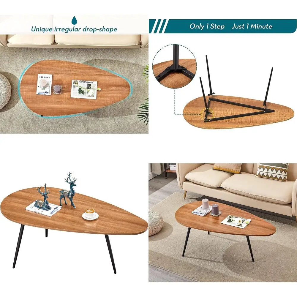 

Овальный журнальный столик в стиле рустик, середина века, современный дизайн, 22,2 диаметра x 42,5 ширины x 17,1 высоты, отделка под орех/дуб