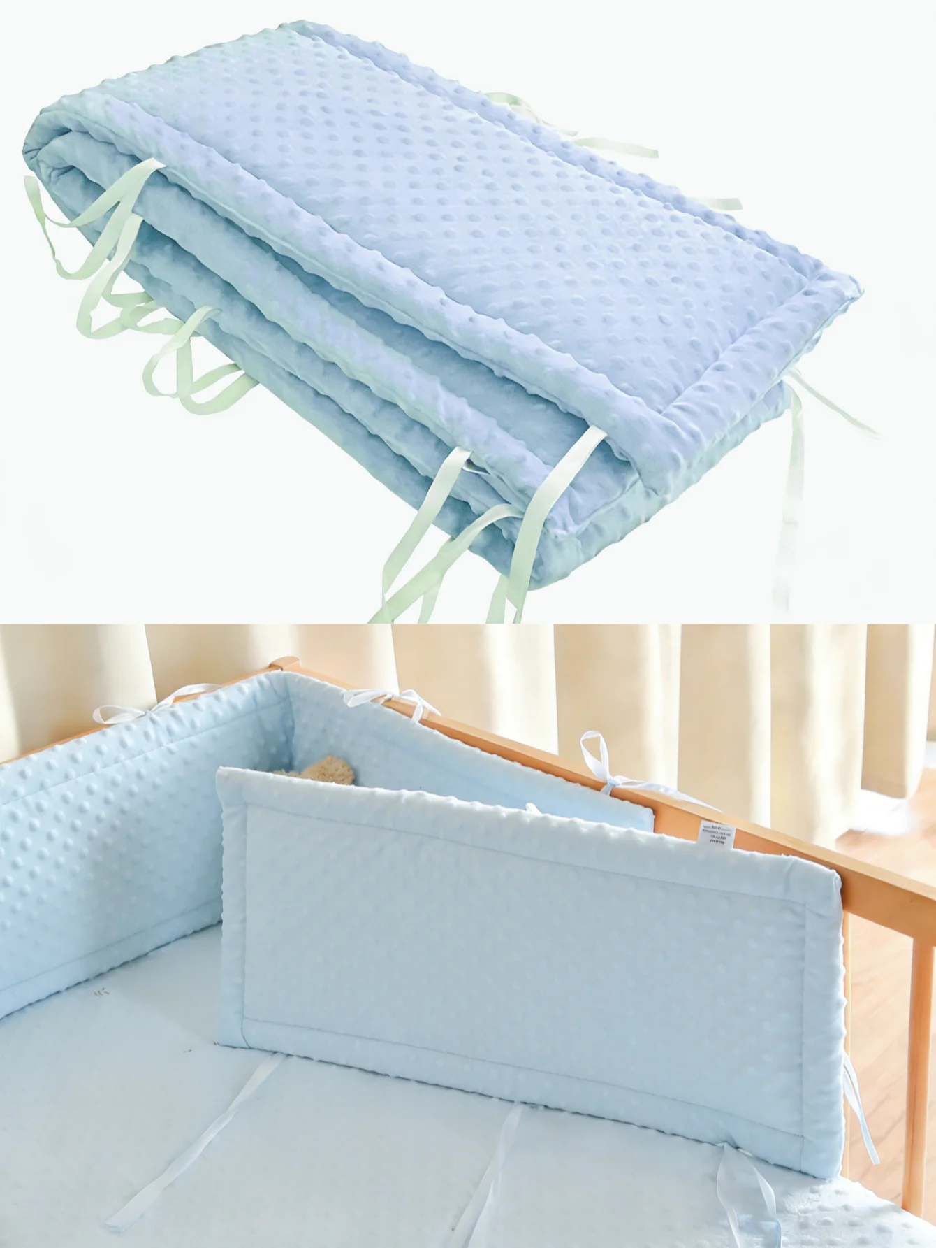 65/120/140/240cm Railing Thicken Bumper Crib around Protector for Baby Room Decor Solid Color Baby Crib Fence Cotton Bed Bumper