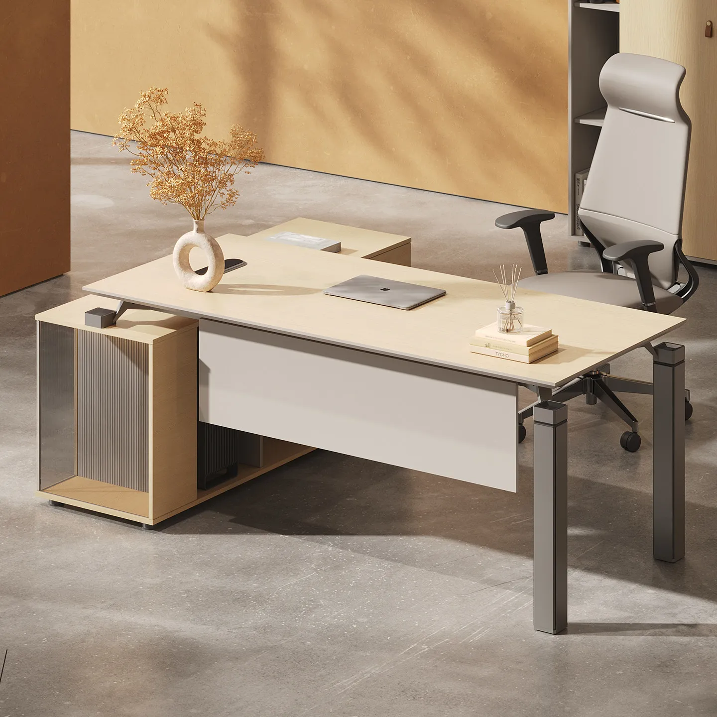 Desk with side  Simple boss table Office furniture Leadership table Manager supervisor table