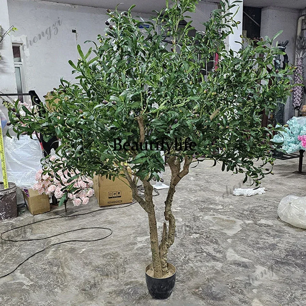 Removable Simulation Olive Tree with Fruit Custom Green Leaf Artificial Tree for Home Decor