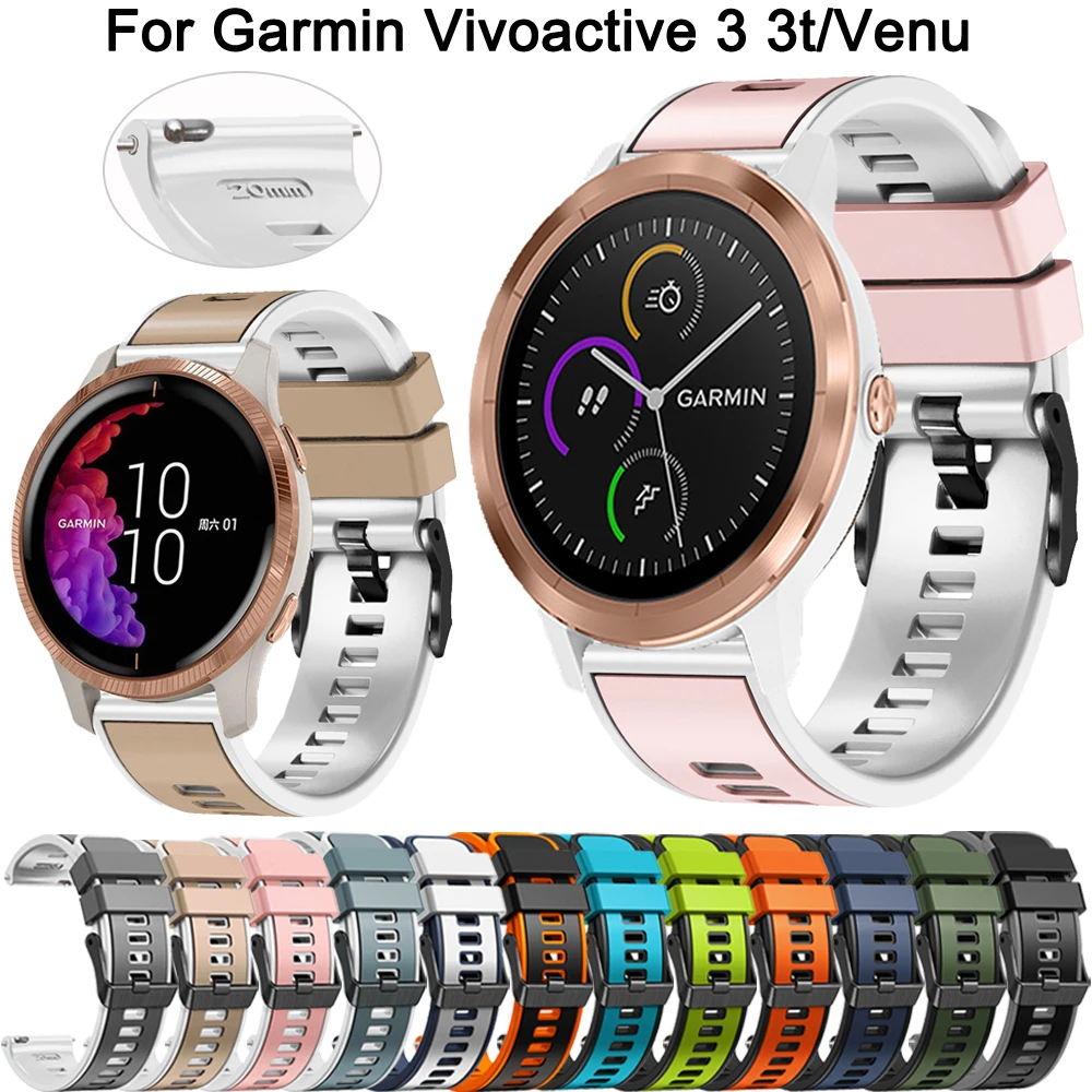 20mm Smart WatchBand Strap For Garmin Vivoactive 3 3t HR Venu 2 Plus SQ Replacement Silicone Band For Forerunner 245 55 Bracelet