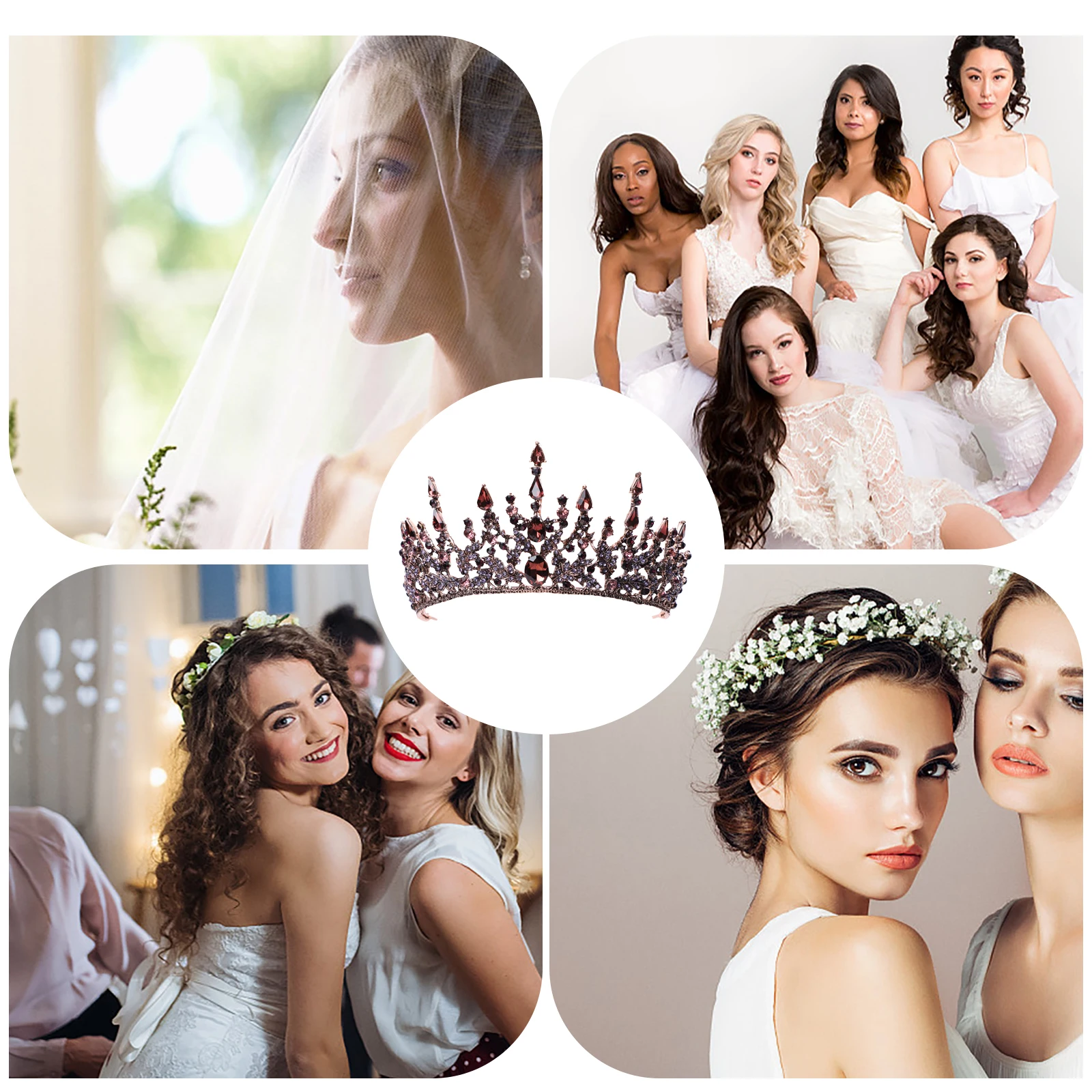 

Birthday Crown Hair Accessories Decorative Purple Bridal Tiara Women Party Wedding Headdress Retro Baroque Alloy Anti Allergic