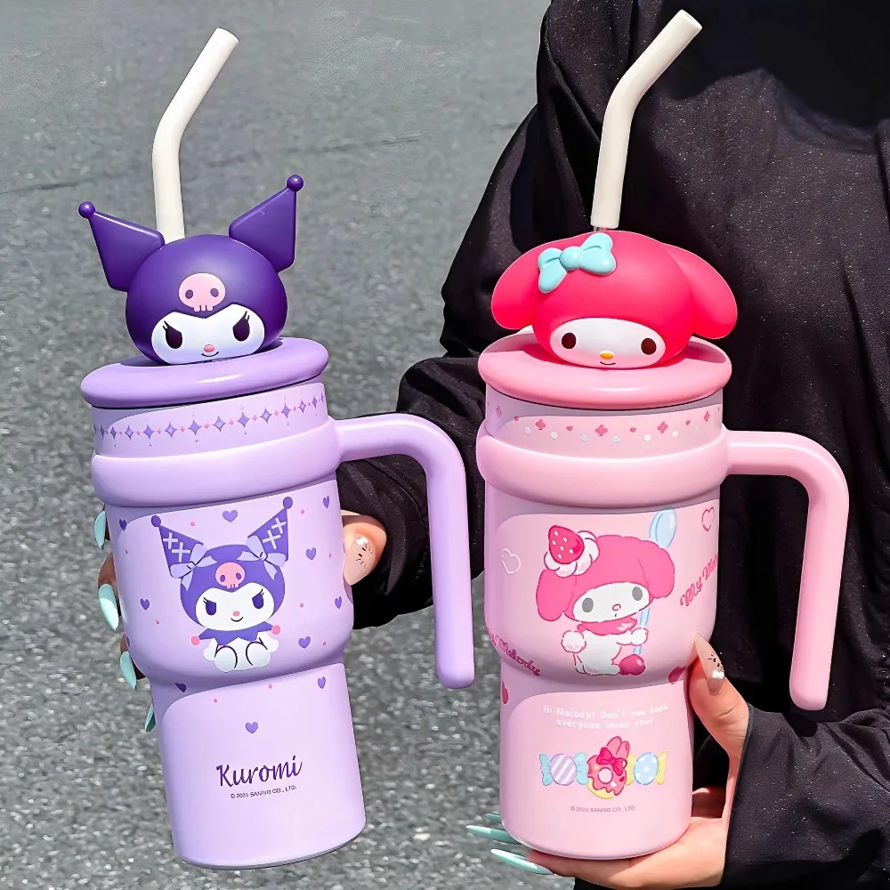 

Милая кружка Sanrio Hello Kitty Cinnamoroll My Melody с большой вместимостью, портативная, для холодных напитков, для улицы, хит продаж, кавайный мультяшный подарок