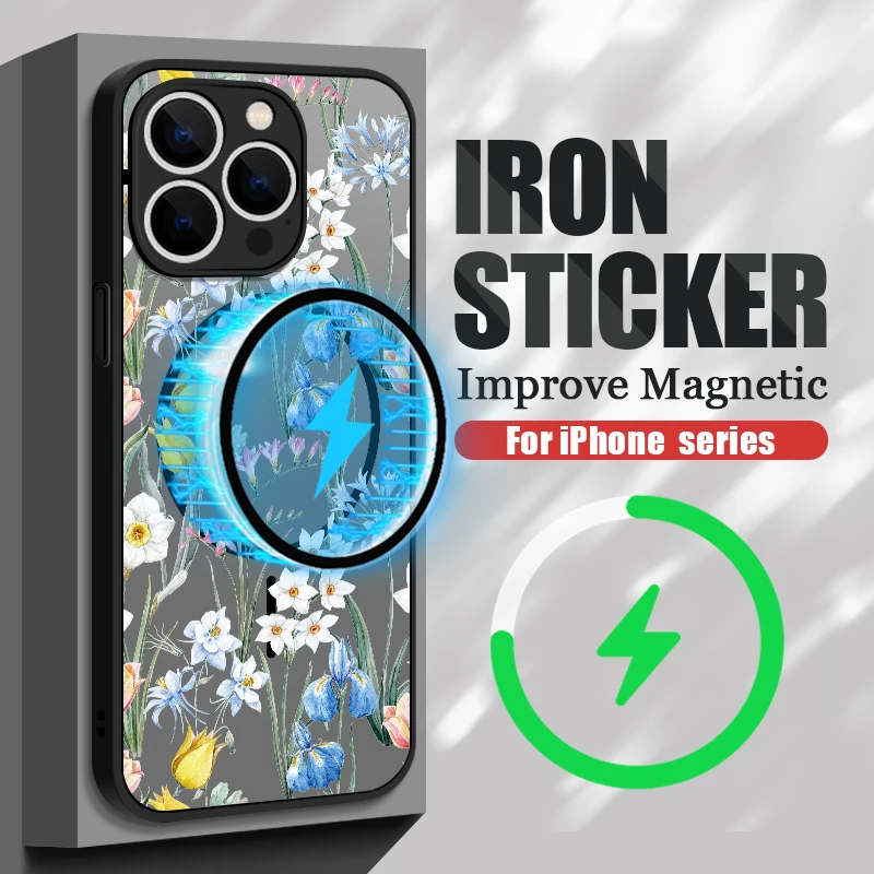 Durchscheinende, matte Handyhülle für iPhone 18, 17, 17e, 16, 15 Pro, 14, 13 Pro Max, mit Magsafe-Funktion, bunter Blumenmuster-Druck auf der Rückseite. – Detail 11