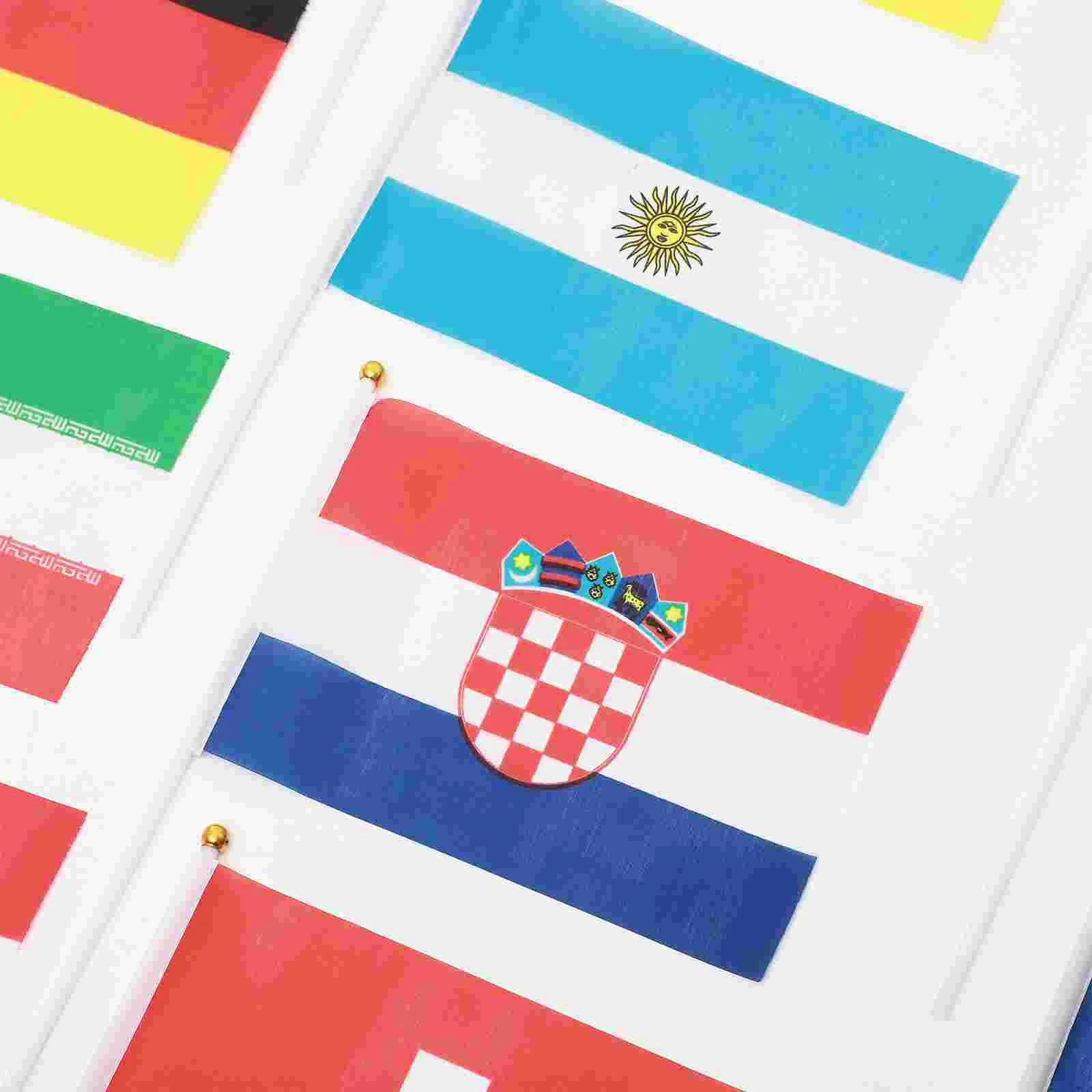 32 Uds. Banderas de mano, palo de poliéster de país, Mini decoraciones portátiles para palos deportivos nacionales pequeños