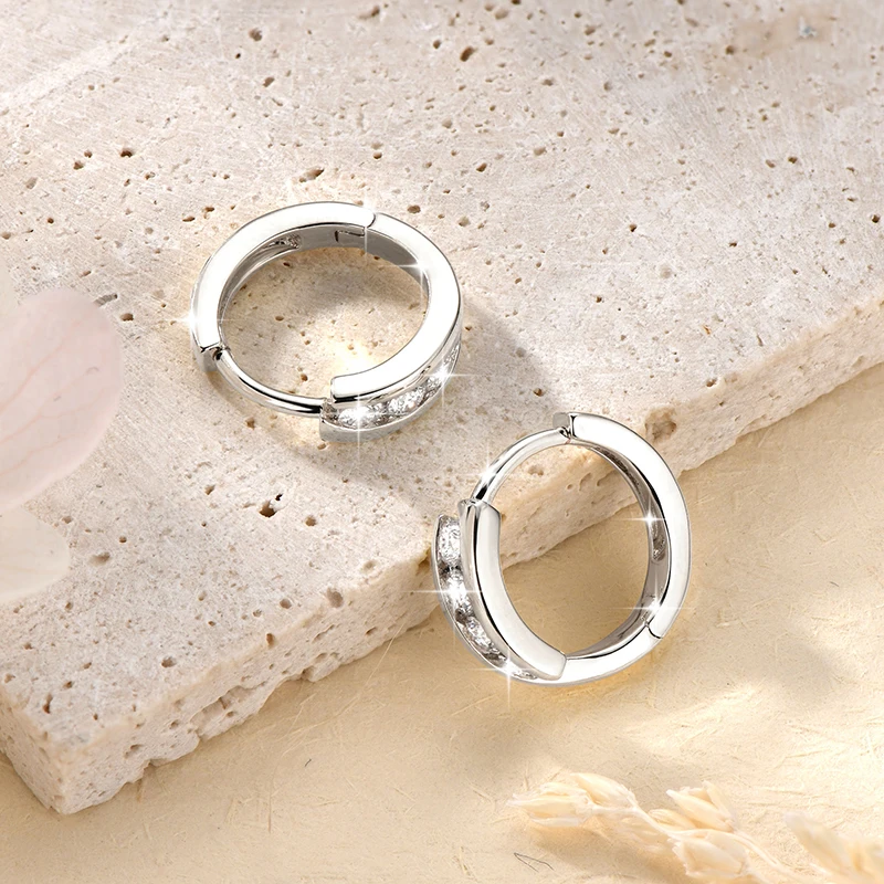Lnngy zertifizierte 2,5 mm Moissanit-Ohrringe, 14 Karat Gold gefüllte Creolen für Damen, temperamentvoll, vielseitig, Damenschmuck, Geschenk – Detail 10