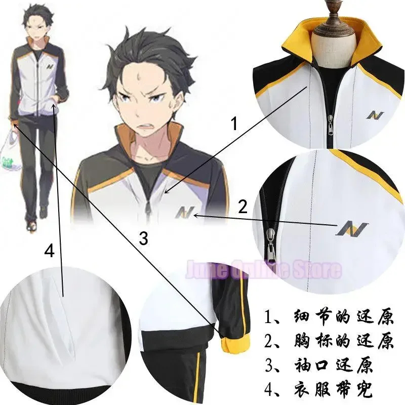 Anime re: zero Kara hajimeru isekai Seikatsu Subaru Natsuki disfraz cosplay hombres mujeres fiesta de Halloween ropa deportiva uniforme