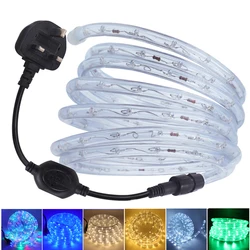 220V LED Strip Light With UK Power Plug Round 2-wire Outdoor IP67 Waterproof Christmas Decoration Led Lamp Ribbon Home Decor